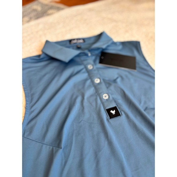 Bad Birdie Women's Sleeveless Golf Polo Shirt Blue Performance Top Size XL - Picture 2 of 5